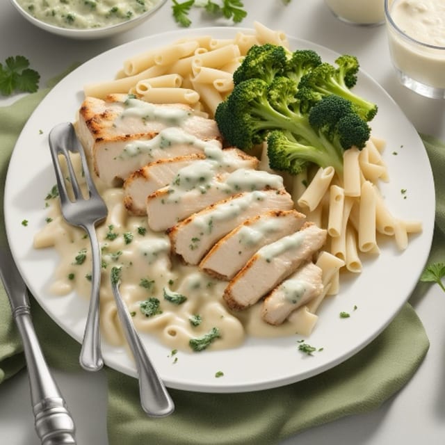 Chicken Broccoli Alfredo.
