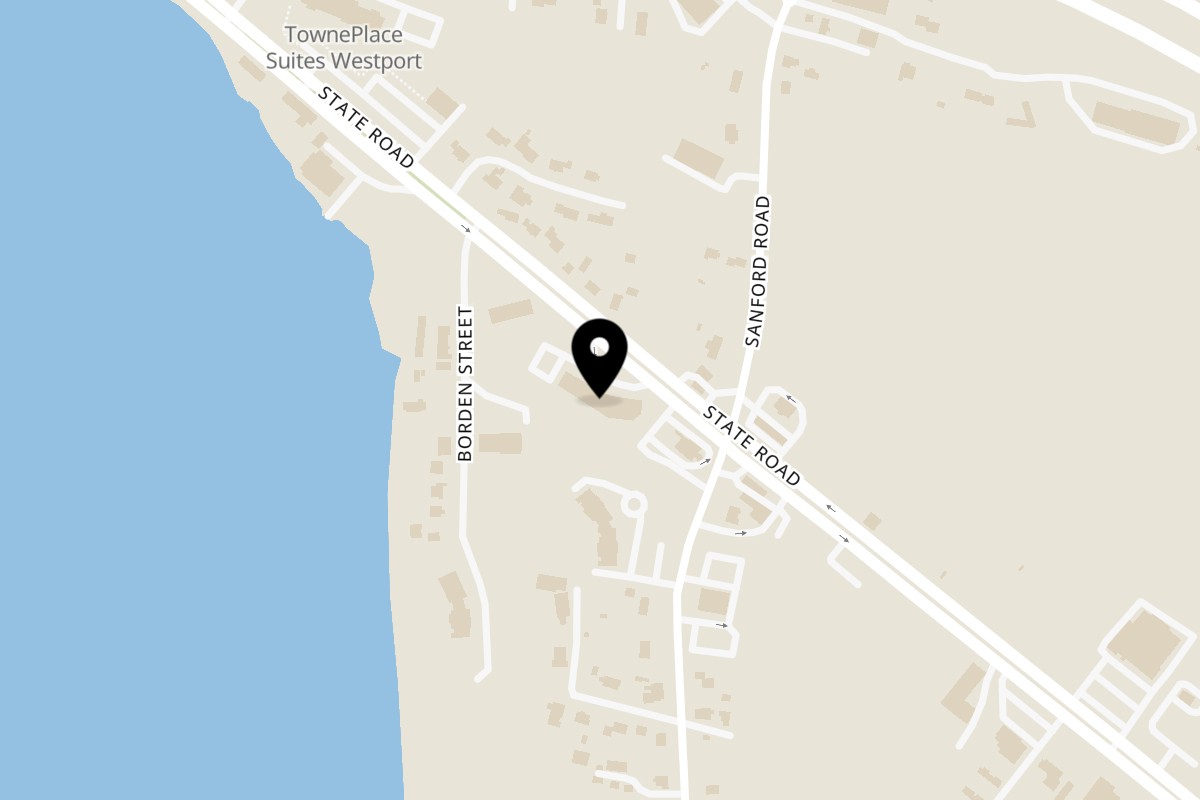 Map showing the location of Timo's Pizza on 151 State Rd A in Westport